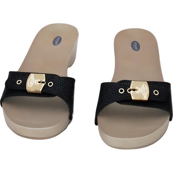 Dr. Scholl's Classic Ventura Slide Sandals Black Faux Leather Women's US 7M - Picture 5 of 6